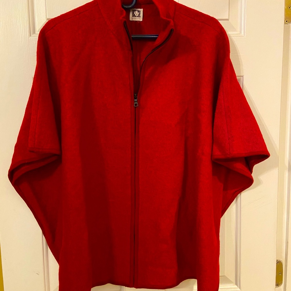 Anne Klein Red wool poncho fit jacket